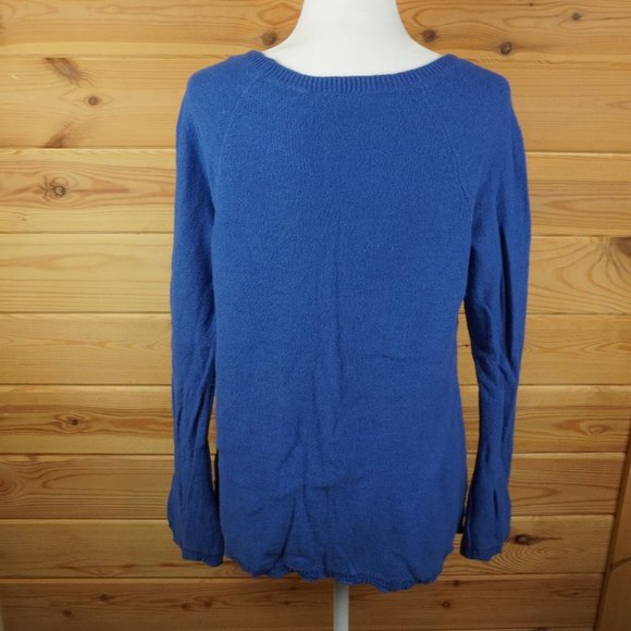 Loft Blue Knit‎ Scalloped Hem Sweater Size Medium - Picture 4 of 7
